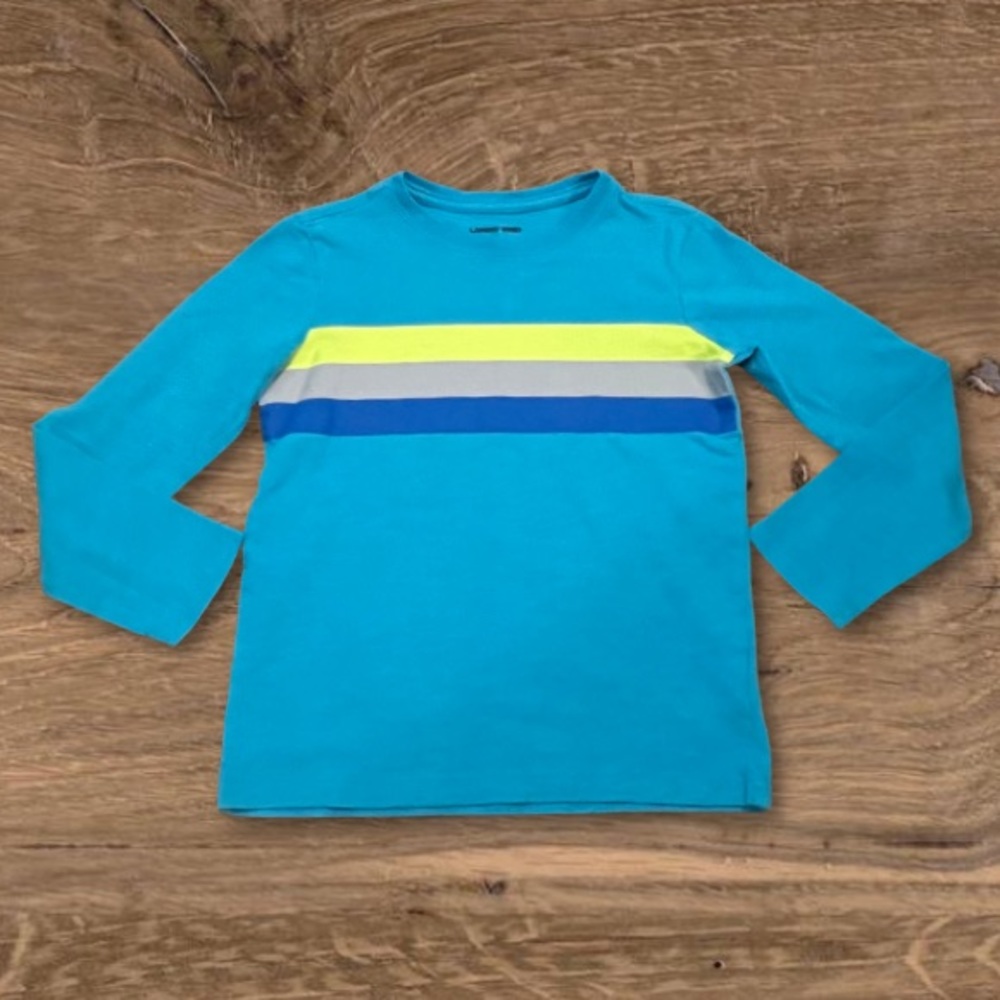4/$20 Lands' End Blue Striped Bodice Long Sleeve Shirt - Size 5-6
